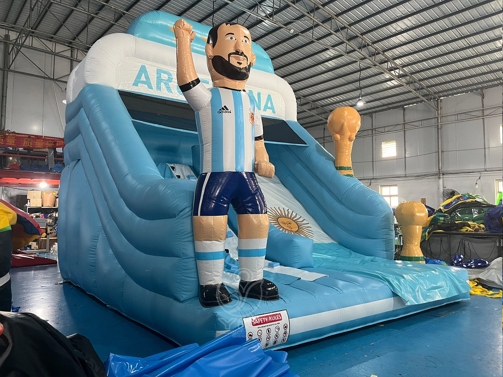 Soccer themed inflatable slide product photo 2