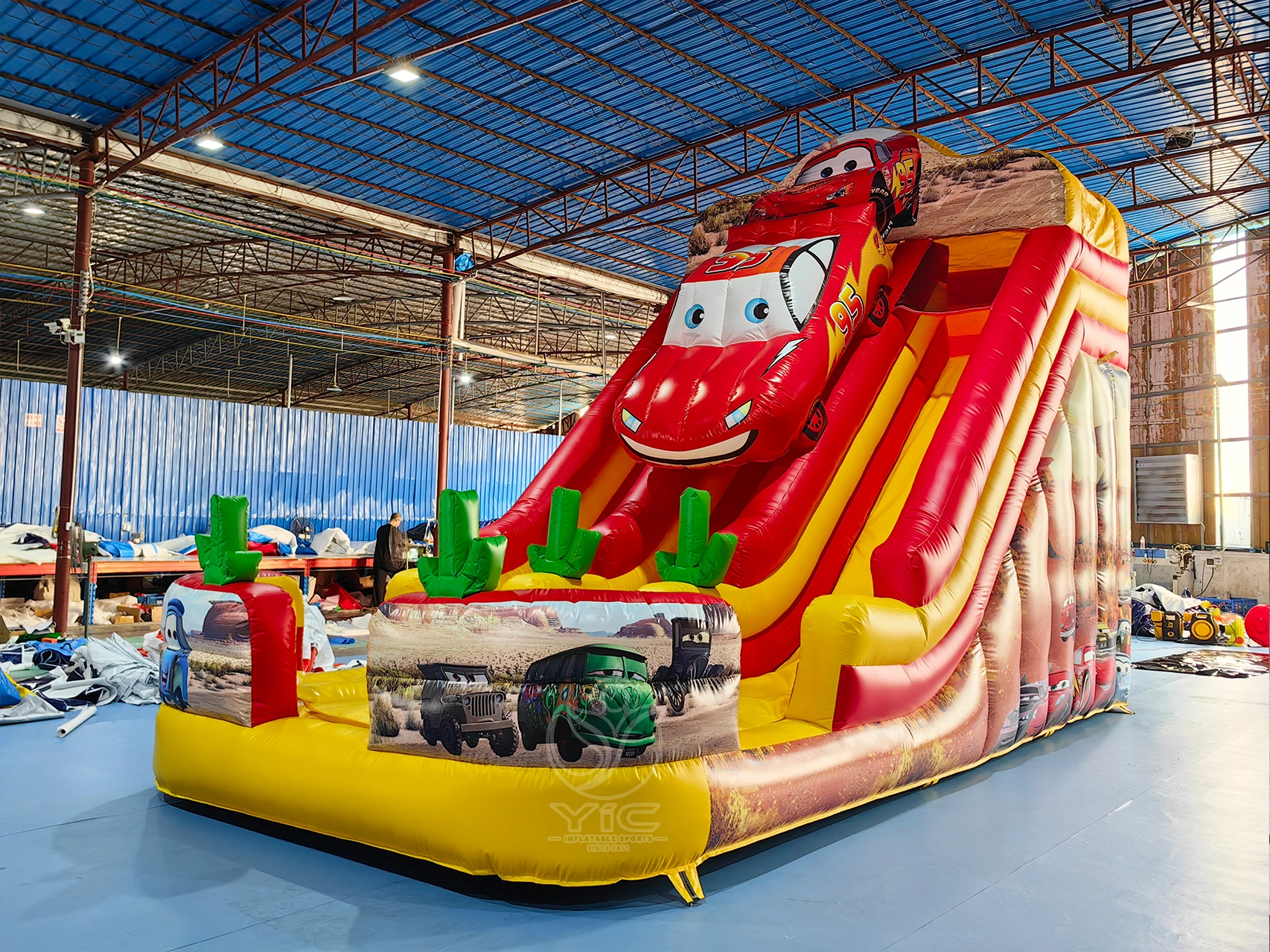 Inflatable racing car slide