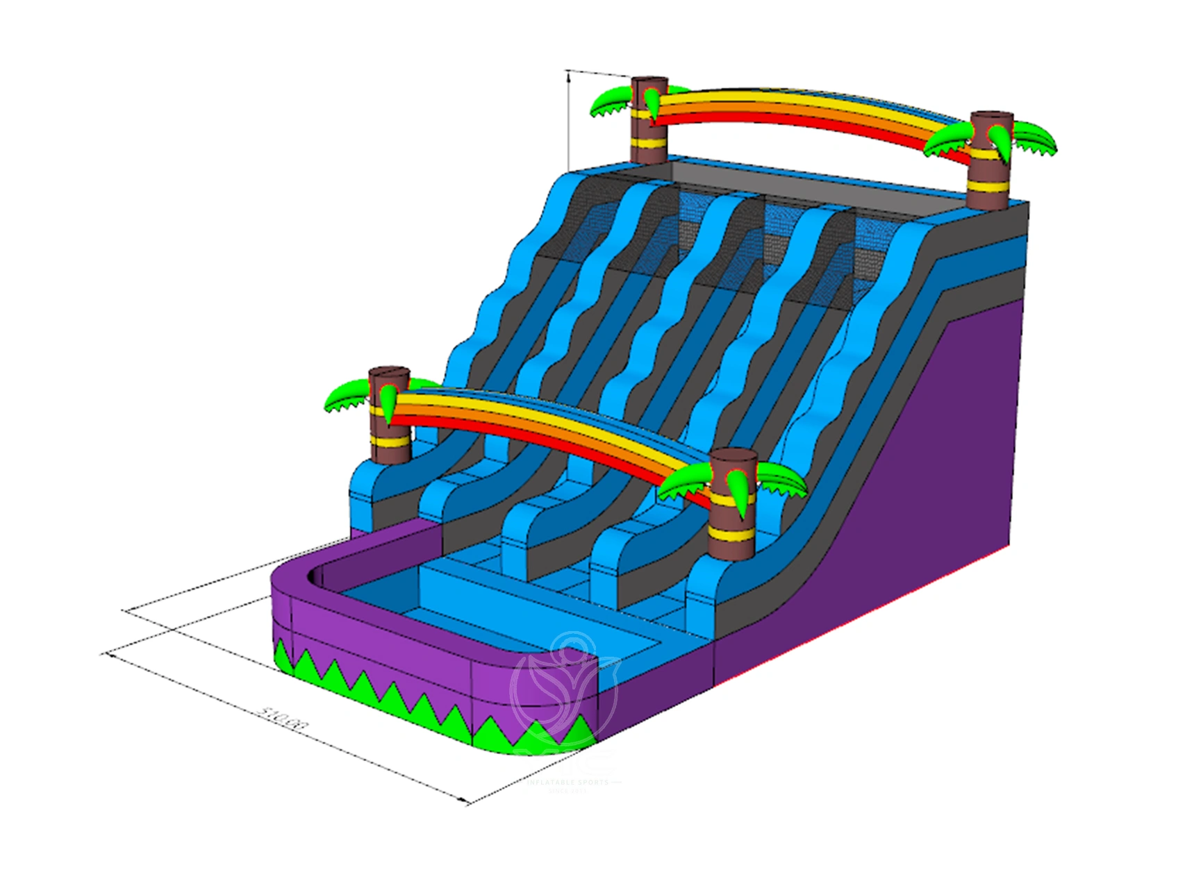 Triple lane water slide product photo 5