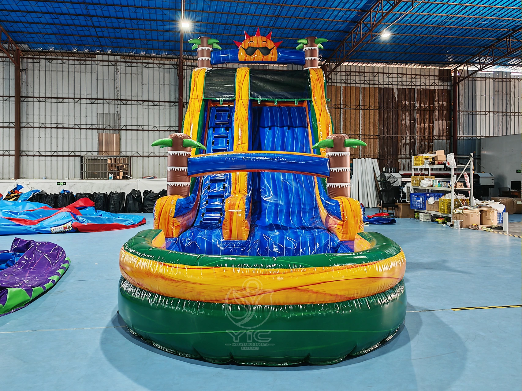 Tropical splash water slide, a commercial tropical splash water slide by YIC Inflatable Sports