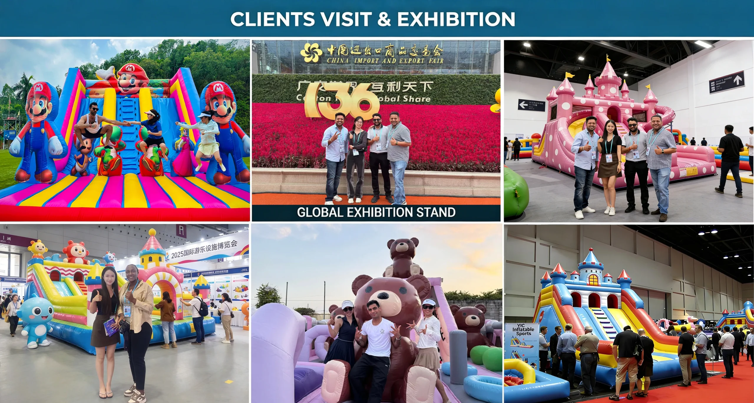 Commercial Inflatable Manufacturer YIC Inflatable Sports global exhibition and client visit cases