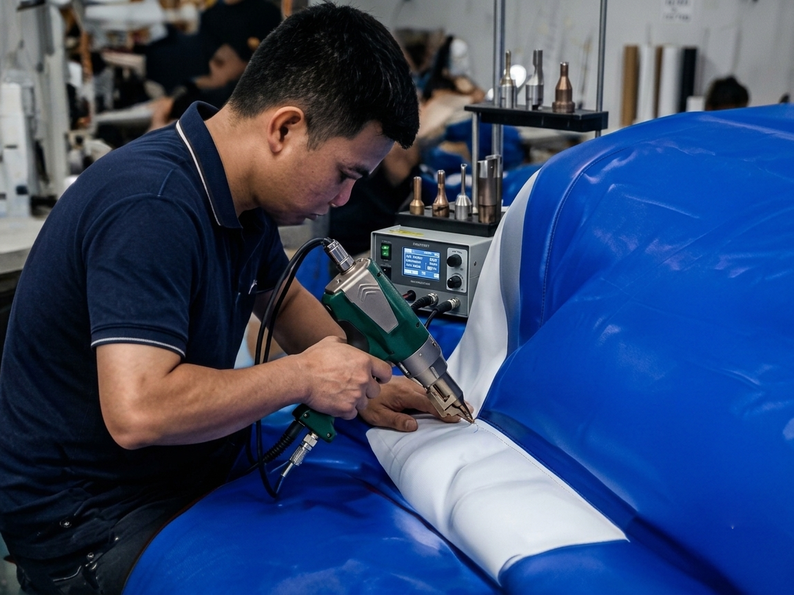 Commercial Inflatable Manufacturer heat sealing and PVC splicing process for commercial inflatable products at YIC Inflatable