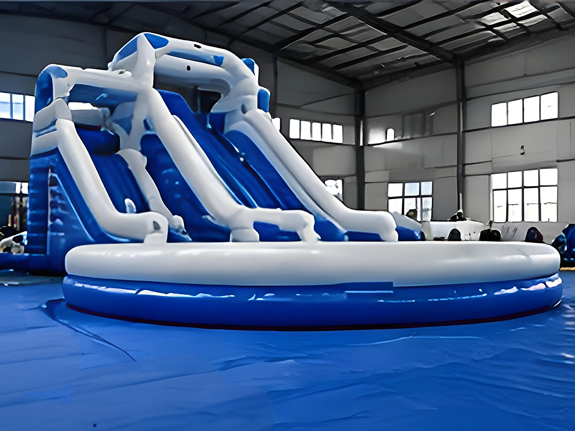 Commercial Inflatable Manufacturer inflation testing process ensuring air tightness and safety quality control before shipmen