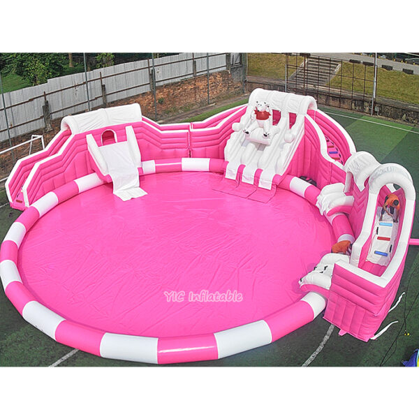 Pink inflatable water park