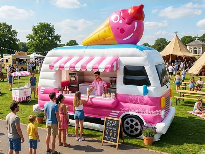commercial Customize Inflatable Food Truck Large Portable Ice Cream Bus in Croatia Rental by YIC factory