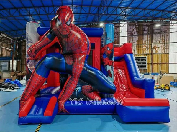 Spiderman inflatable bounce house with slide commercial rental amusement equipment by YIC factory