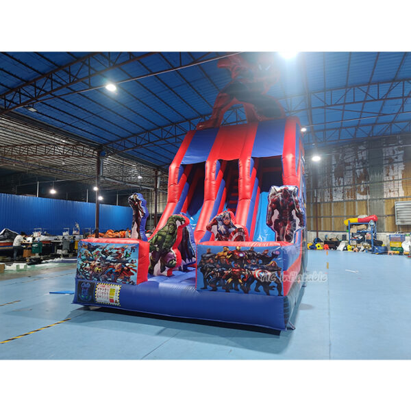 commercial Safety entrance and climbing area of superhero theme heavy duty inflatable slide by YIC factory